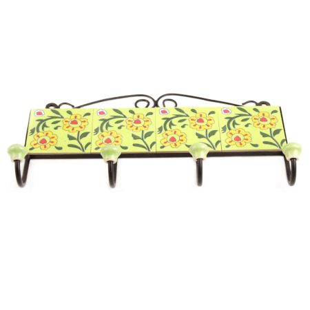 Lime Green Yellow Sunflower Tiles Hooks 